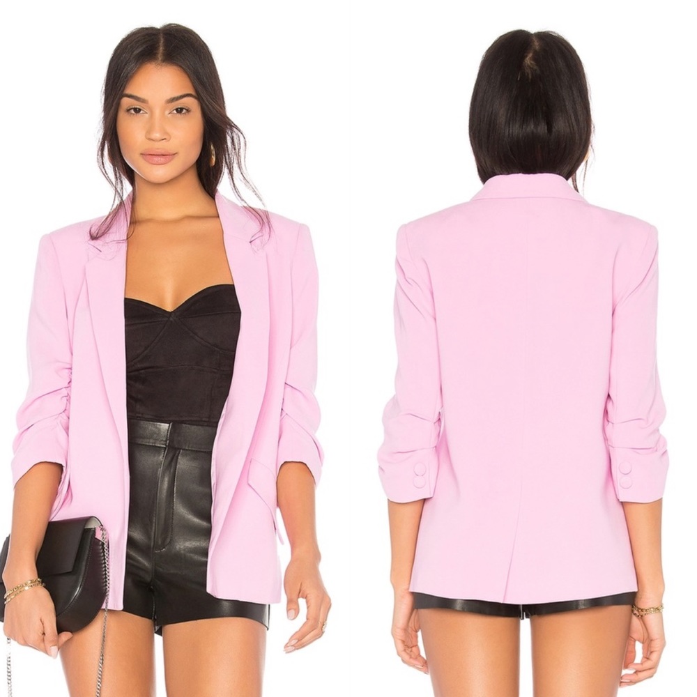Revolve Bardot Tuck Sleeve Blazer in Marsh Pink